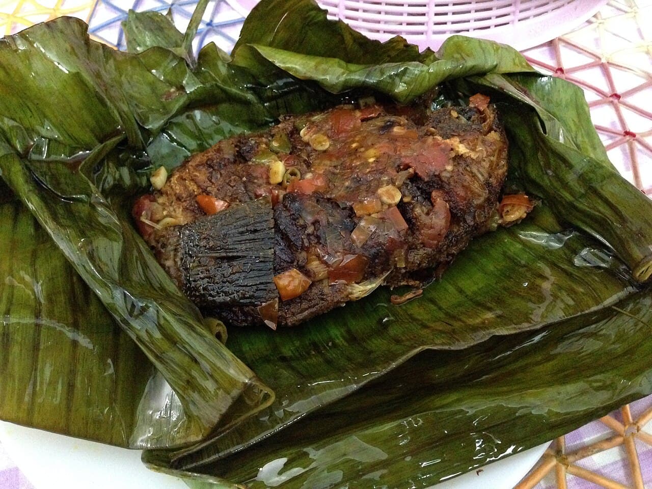 Karimeen cooked in banana leaf